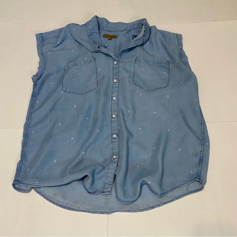 31. ⭐️JACHS Girlfriend Light Blue Button Down Sleeveless Shirt - Picture 2 of 8